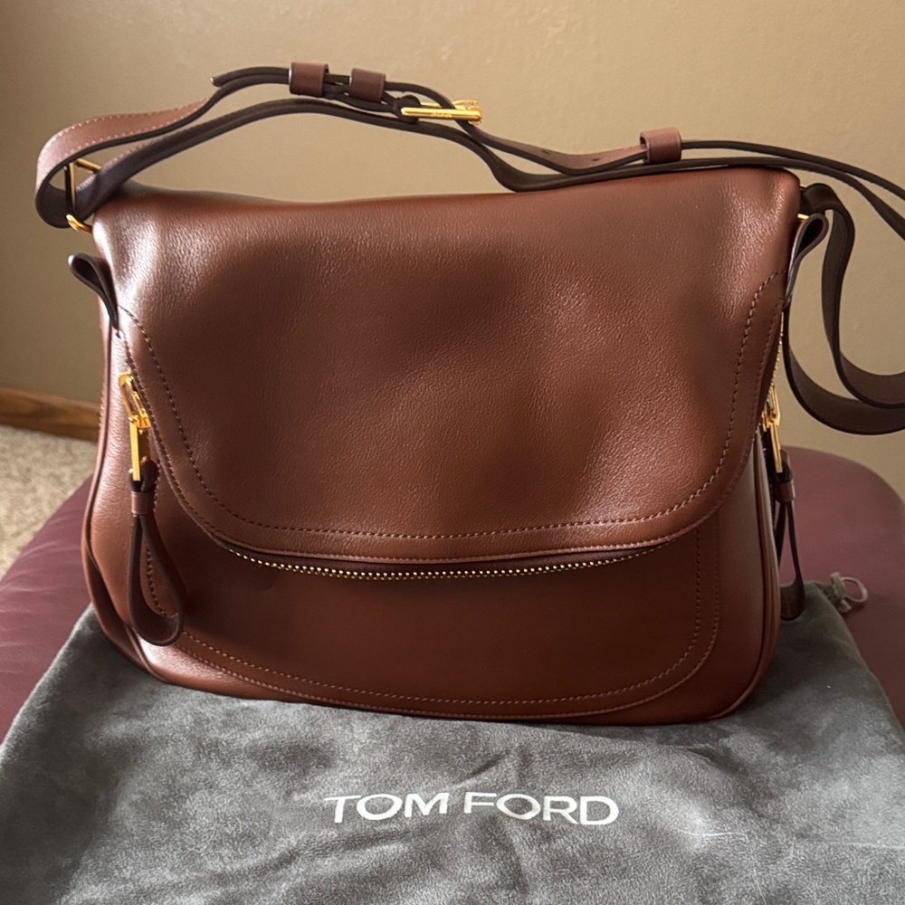Tom Ford Rich Brown Leather Crossbody Jennifer Anniston